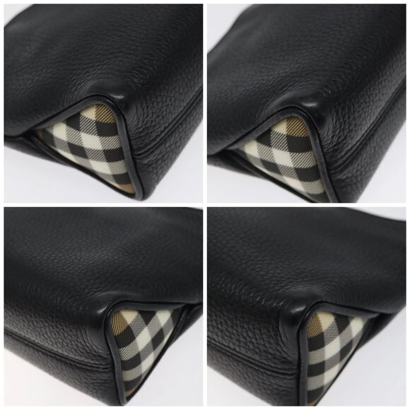 BURBERRY Shoulder Bag Leather Black Silver Auth am8354 - Picture 14 of 16